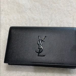 Saint Laurent Black Leather Clutch